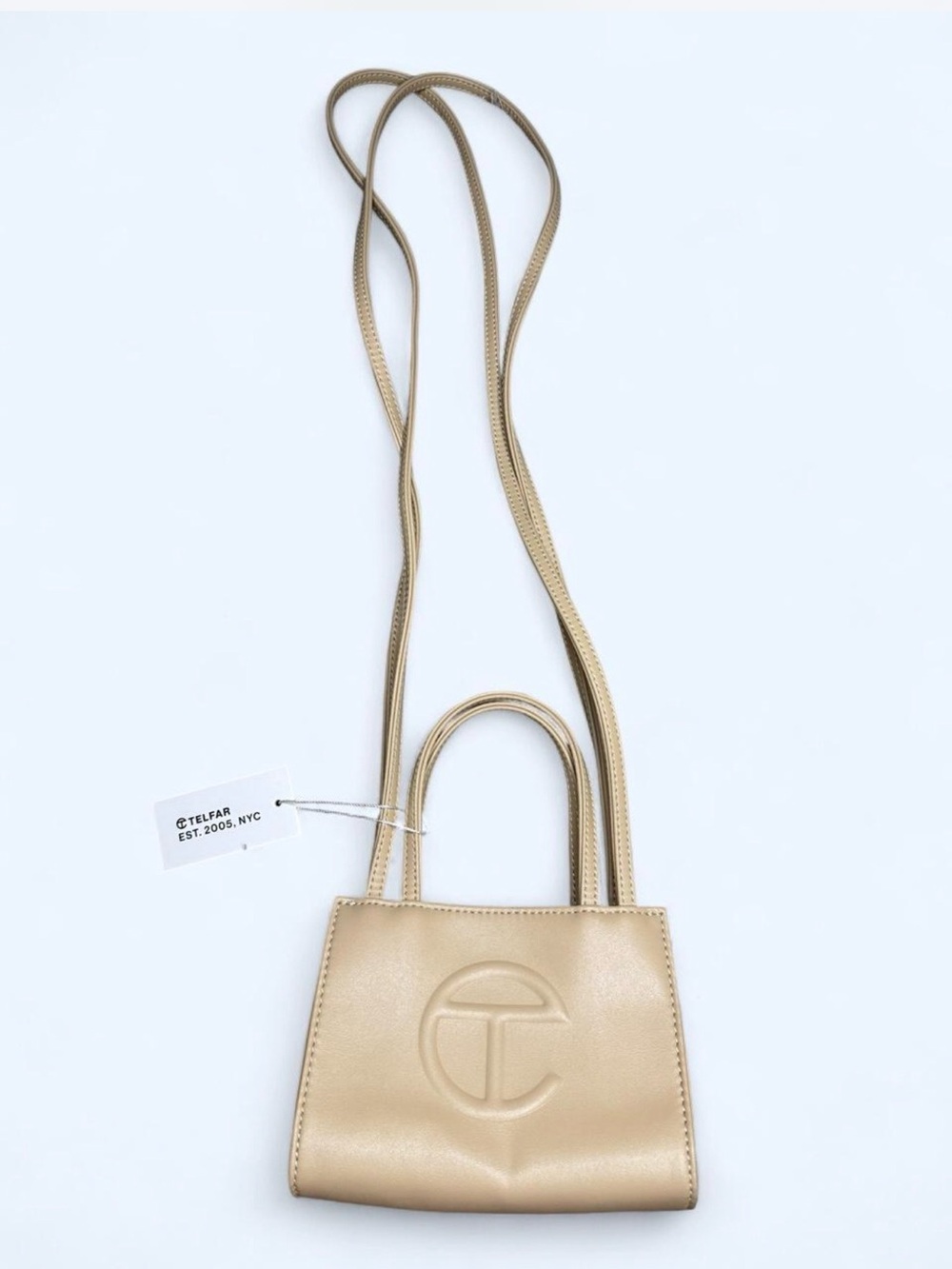 Telfar Small Shopping‎ Bag in Beige with Long Strap